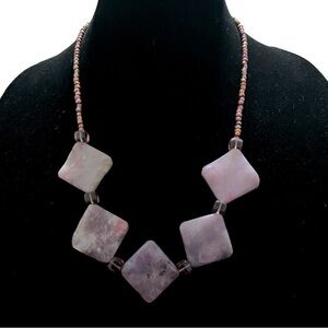 Artisan Purple Dyed Agate and Seed Beaded Necklace